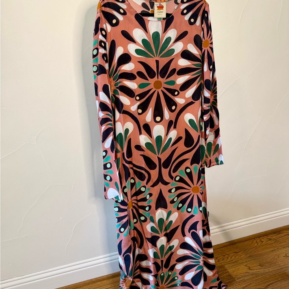 FARM Rio Pink Floral Motif Long Sleeve Maxi Dress - Picture 4 of 6